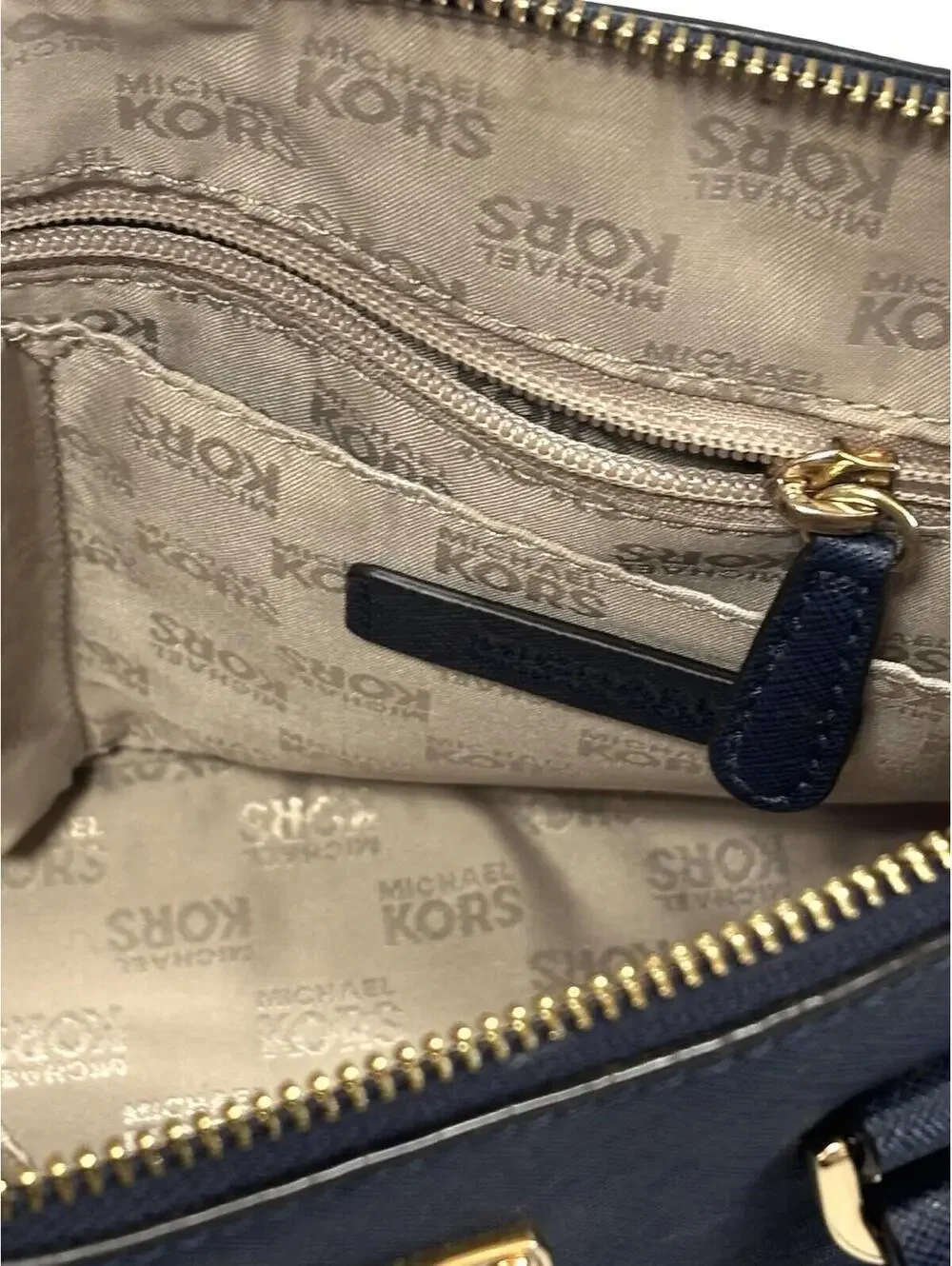 Michael Kors Navy Blue Saffiano Satchel Dome Crossbody Bag GUC